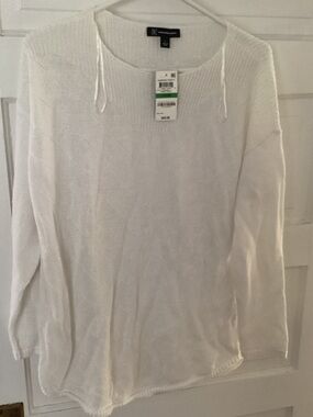 INC International Concepts Cream Scoop-Neck Lightweight Knit Sweater